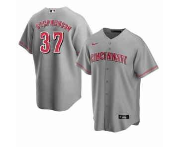 Men's Cincinnati Reds #37 Tyler Stephenson Grey MLB Cool Base Nike Jersey