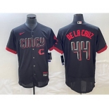 Men's Cincinnati Reds #44 Elly De La Cruz Black 2023 City Connect Cool Base Stitched Jersey 1