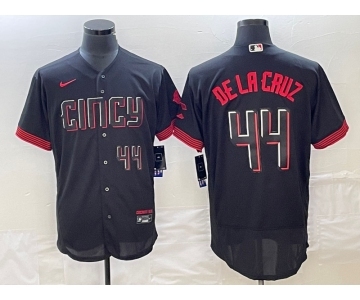 Men's Cincinnati Reds #44 Elly De La Cruz Number Black 2023 City Connect Cool Base Stitched Jersey 2