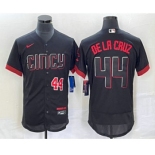 Men's Cincinnati Reds #44 Elly De La Cruz Number Black 2023 City Connect Flex Base Stitched Baseball Jersey4