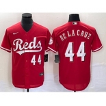 Men's Cincinnati Reds #44 Elly De La Cruz Number Red Cool Base Stitched Baseball Jersey 1