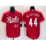 Men's Cincinnati Reds #44 Elly De La Cruz Number Red Cool Base Stitched Baseball Jersey