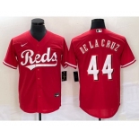 Men's Cincinnati Reds #44 Elly De La Cruz Red Cool Base Stitched Baseball Jersey 1