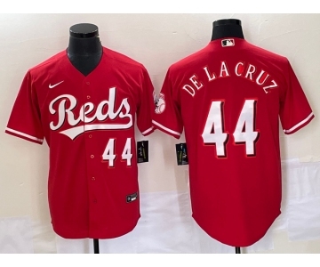 Men's Cincinnati Reds #44 Elly De La Cruz Red Cool Base Stitched Baseball Jersey