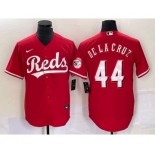 Men's Cincinnati Reds #44 Elly De La Cruz Red With Patch Cool Base Stitched Baseball Jersey