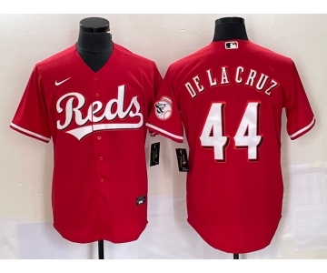 Men's Cincinnati Reds #44 Elly De La Cruz Red With Patch Cool Base Stitched Baseball Jersey