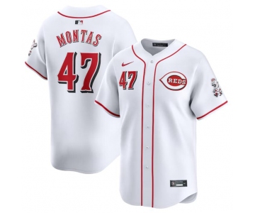 Men's Cincinnati Reds #47 Frankie Montas White Home Limited Stitched Baseball Jersey