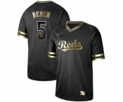 Men's Cincinnati Reds #5 Johnny Bench Authentic Black Gold Fashion Baseball Jersey