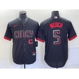 Men's Cincinnati Reds #5 Johnny Bench Black 2023 City Connect Cool Base Stitched Baseball Jersey1