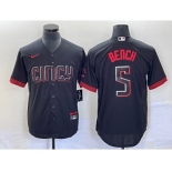 Men's Cincinnati Reds #5 Johnny Bench Black 2023 City Connect Cool Base Stitched Baseball Jersey