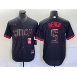 Men's Cincinnati Reds #5 Johnny Bench Number Black 2023 City Connect Cool Base Stitched Baseball Jersey1