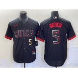 Men's Cincinnati Reds #5 Johnny Bench Number Black 2023 City Connect Cool Base Stitched Baseball Jersey