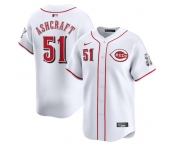 Men's Cincinnati Reds #51 Graham Ashcraft White Home Limited Stitched Baseball Jersey