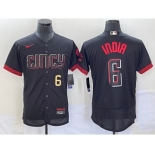 Men's Cincinnati Reds #6 Jonathan India Number Black 2023 City Connect Flex Base Stitched Jersey