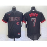 Men's Cincinnati Reds #7 Spencer Steer Black 2023 City Connect Flex Base Stitched Jersey