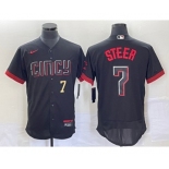 Men's Cincinnati Reds #7 Spencer Steer Number Black 2023 City Connect Flex Base Stitched Jersey2