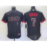 Men's Cincinnati Reds #7 Spencer Steer Number Black 2023 City Connect Flex Base Stitched Jersey