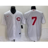 Men's Cincinnati Reds #7 Spencer Steer White 2022 Field of Dreams Cool Base Jersey