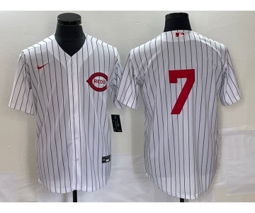 Men's Cincinnati Reds #7 Spencer Steer White 2022 Field of Dreams Cool Base Jersey