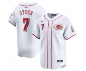 Men's Cincinnati Reds #7 Spencer Steer White Home Limited Stitched Baseball Jersey