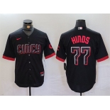 Men's Cincinnati Reds #77 Rece Hinds Black 2023 City Connect Cool Base Stitched Baseball Jersey