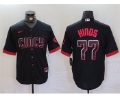 Men's Cincinnati Reds #77 Rece Hinds Black 2023 City Connect Cool Base Stitched Baseball Jersey