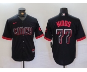 Men's Cincinnati Reds #77 Rece Hinds Black 2023 City Connect Cool Base Stitched Jersey