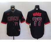 Men's Cincinnati Reds #77 Rece Hinds Number Black 2023 City Connect Cool Base Stitched Jersey