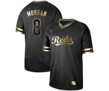 Men's Cincinnati Reds #8 Joe Morgan Authentic Black Gold Fashion Baseball Jersey