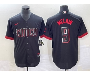 Men's Cincinnati Reds #9 Matt McLain Black 2023 City Connect Cool Base Stitched Jersey