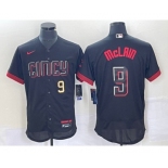 Men's Cincinnati Reds #9 Matt McLain Number Black 2023 City Connect Flex Base Stitched Jersey1