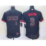 Men's Cincinnati Reds #9 Matt McLain Number Black 2023 City Connect Flex Base Stitched Jersey2