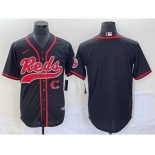 Men's Cincinnati Reds Black With Patch Cool Base Stitched Baseball Jersey 1