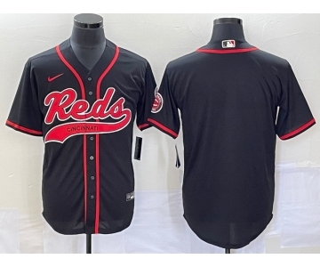 Men's Cincinnati Reds Black With Patch Cool Base Stitched Baseball Jersey