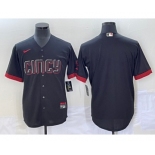 Men's Cincinnati Reds Blank Black 2023 City Connect Cool Base Stitched Jersey