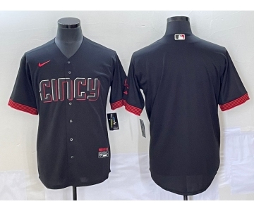 Men's Cincinnati Reds Blank Black 2023 City Connect Cool Base Stitched Jersey