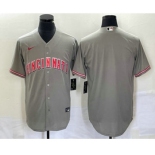 Men's Cincinnati Reds Blank Grey Cool Base Stitched Baseball Jersey