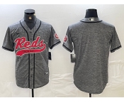 Men's Cincinnati Reds Blank Grey Gridiron Cool Base Stitched Baseball Jersey