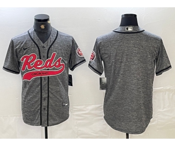 Men's Cincinnati Reds Blank Grey Gridiron Cool Base Stitched Baseball Jersey