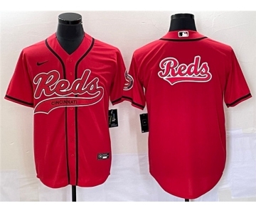 Men's Cincinnati Reds Red Team Big Logo With Patch Cool Base Stitched Baseball Jersey