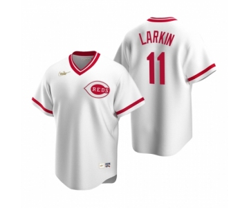 Men's Nike Cincinnati Reds #11 Barry Larkin White Cooperstown Collection Home Stitched Baseball Jersey