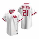 Men's Nike Cincinnati Reds #21 Michael Lorenzen White Cooperstown Collection Home Stitched Baseball Jersey