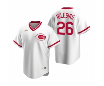 Men's Nike Cincinnati Reds #26 Raisel Iglesias White Cooperstown Collection Home Stitched Baseball Jersey