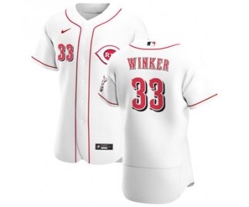 Men's Nike Cincinnati Reds #33 Jesse Winker White Home 2020 Authentic Player Baseball Jersey