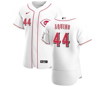 Men's Nike Cincinnati Reds #44 Aristides Aquino White Home 2020 Authentic Player Baseball Jersey