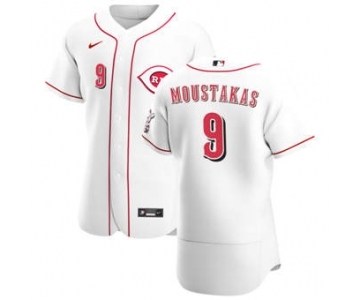 Men's Nike Cincinnati Reds #9 Mike Moustakas White Home 2020 Authentic Player Baseball Jersey