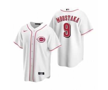 Men's Nike Cincinnati Reds #9 Mike Moustakas White Home Stitched Baseball Jersey