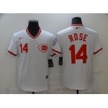 Men's Nike Majestic Cincinnati Reds #14 Pete Rose White Retro MLB Jersey