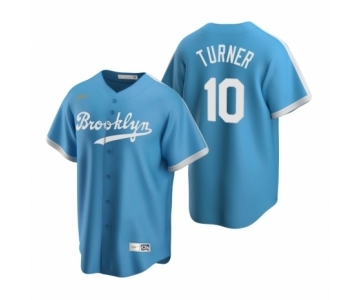 Los Angeles Dodgers #10 Justin Turner Nike Light Blue Cooperstown Collection Alternate Jersey