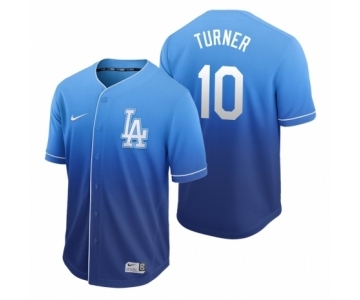 Los Angeles Dodgers #10 Justin Turner Royal Fade Nike Jersey